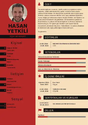 Havacılık Ve Uzay Uçak Mühendisi Cv Örnekleri cv indir